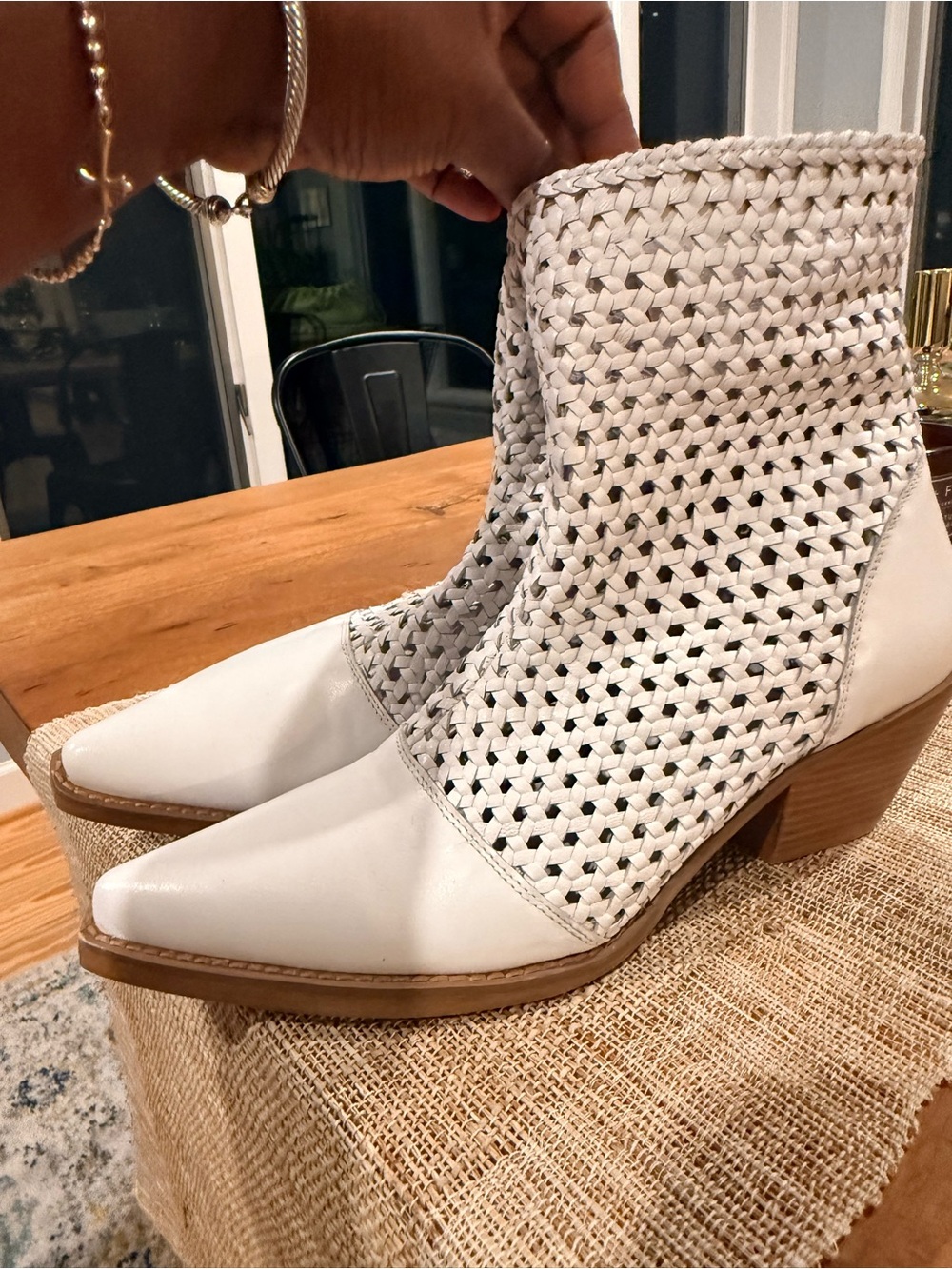 Coconuts by Matisse White Woven Leather Ankle Booties